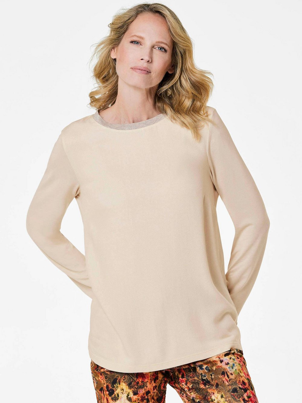 Goldner Blusenshirt Damen Viskose beige, 46