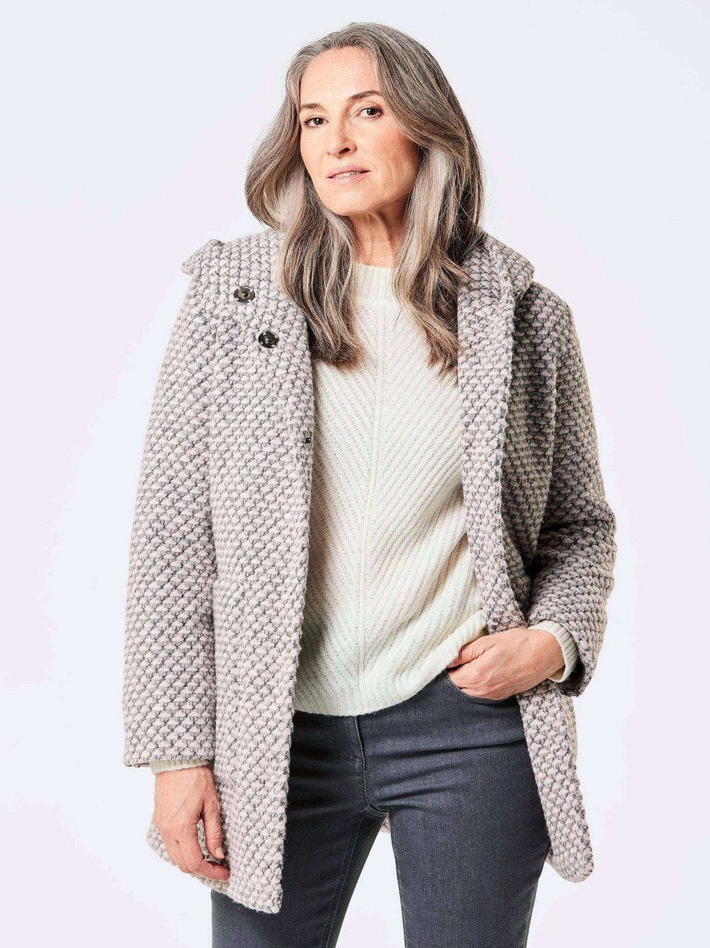 Goldner Mantel Damen rosa meliert, 50