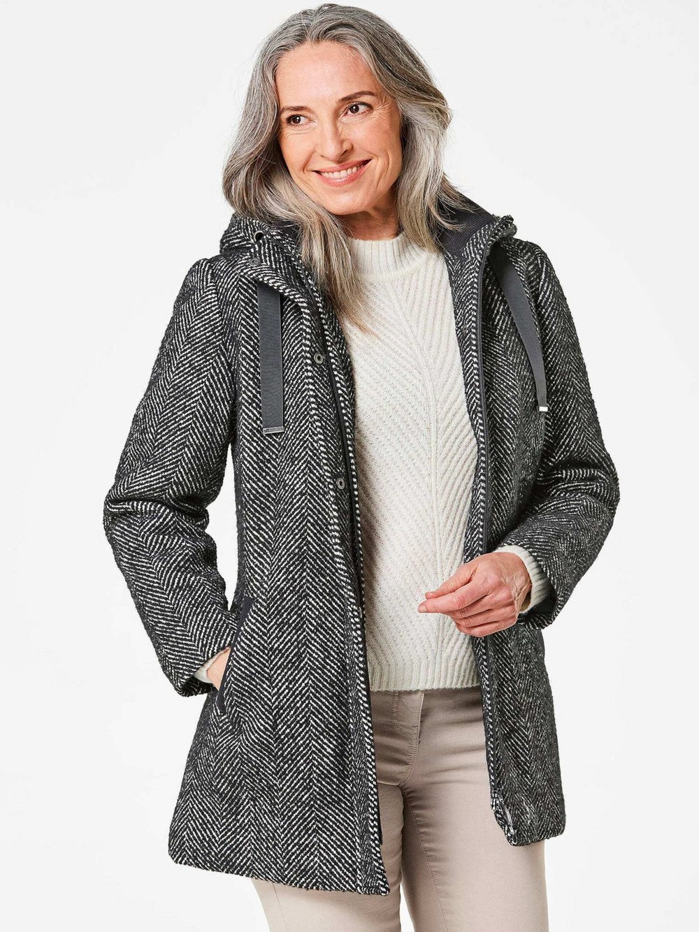 Goldner Kurzmantel Damen schwarz gemustert, 42