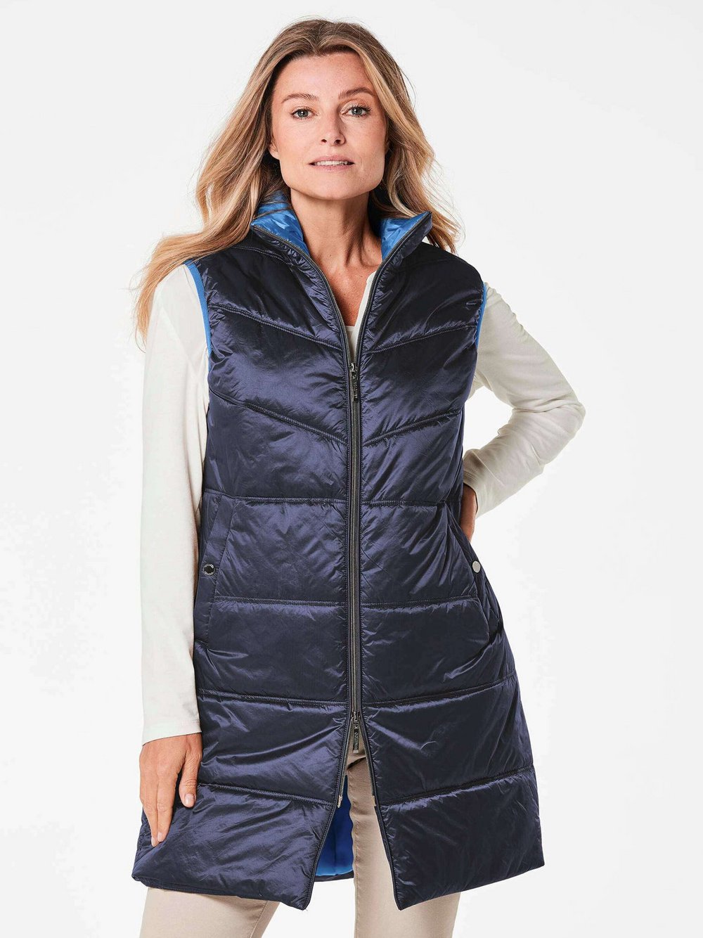 Goldner Longweste Damen Polyamid blau, 50