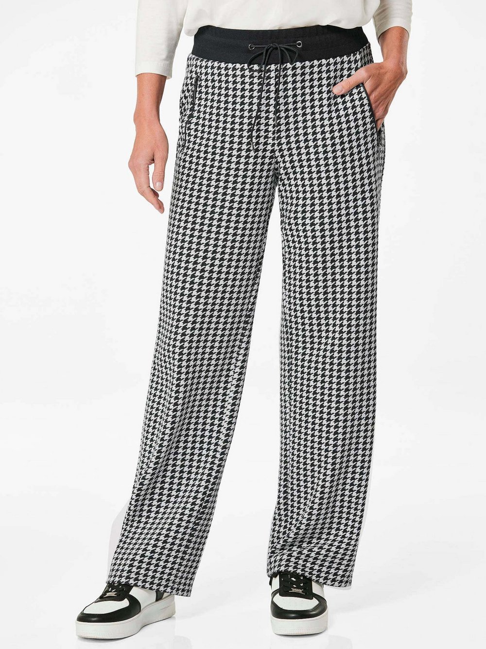 Goldner Schlupfhose Damen schwarz gemustert, 44