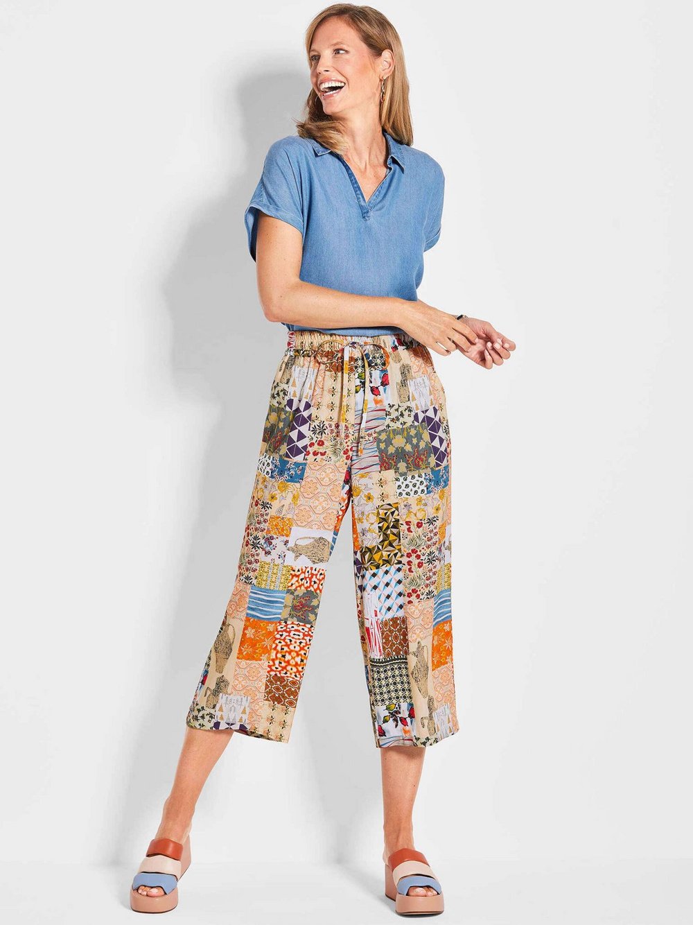 Goldner Culotte VERA Damen Viskose gelb gemustert, 44