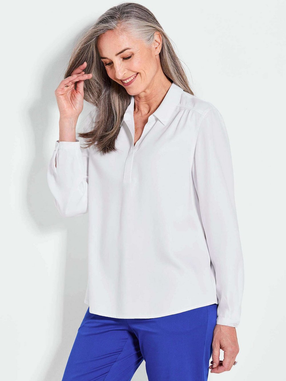 Goldner Hemdbluse Damen Lyocell weiß, 46