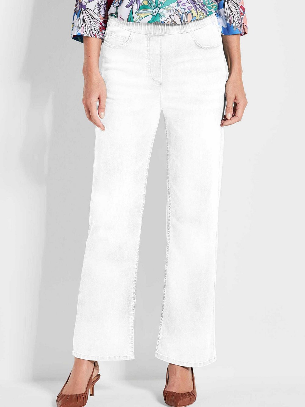 Goldner Schlupfjeans Damen Baumwolle weiß, 38