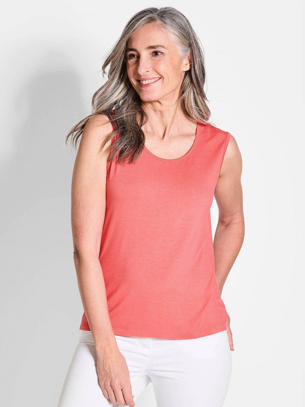 Goldner Tanktop Damen Viskose rot meliert, 38