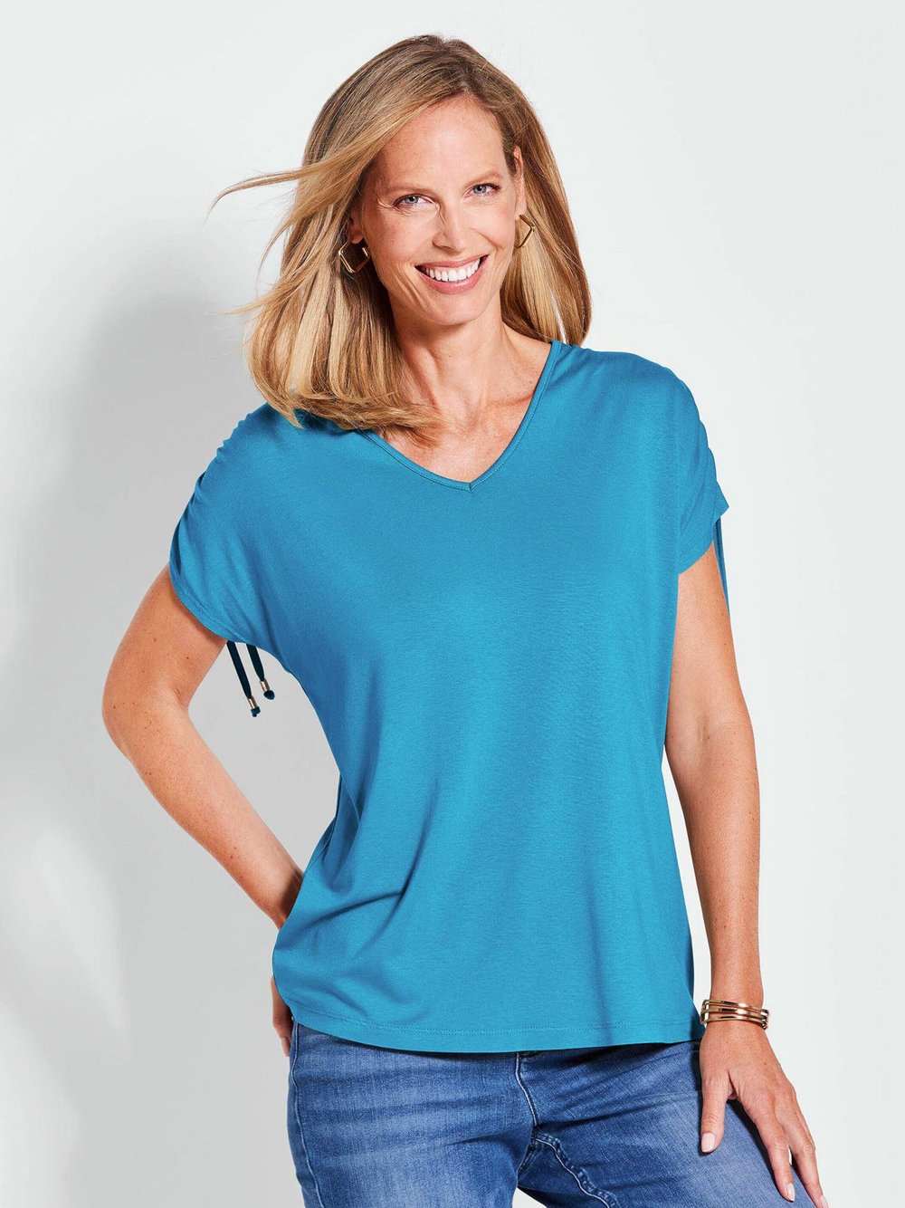 Goldner Shirt Damen Viskose blau, 48