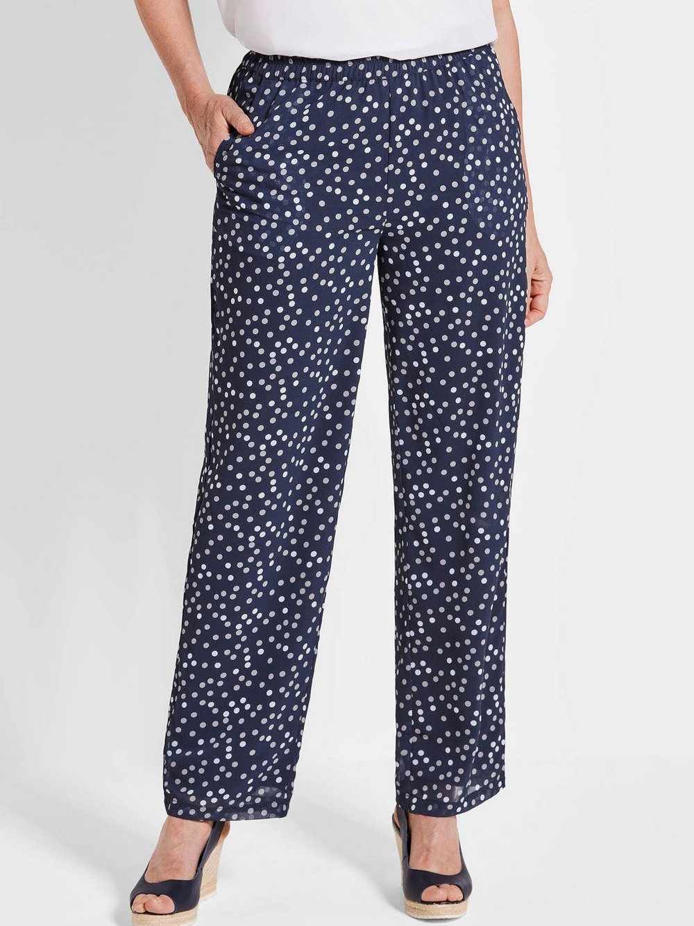 Goldner Chiffonhose Damen blau gemustert, 48