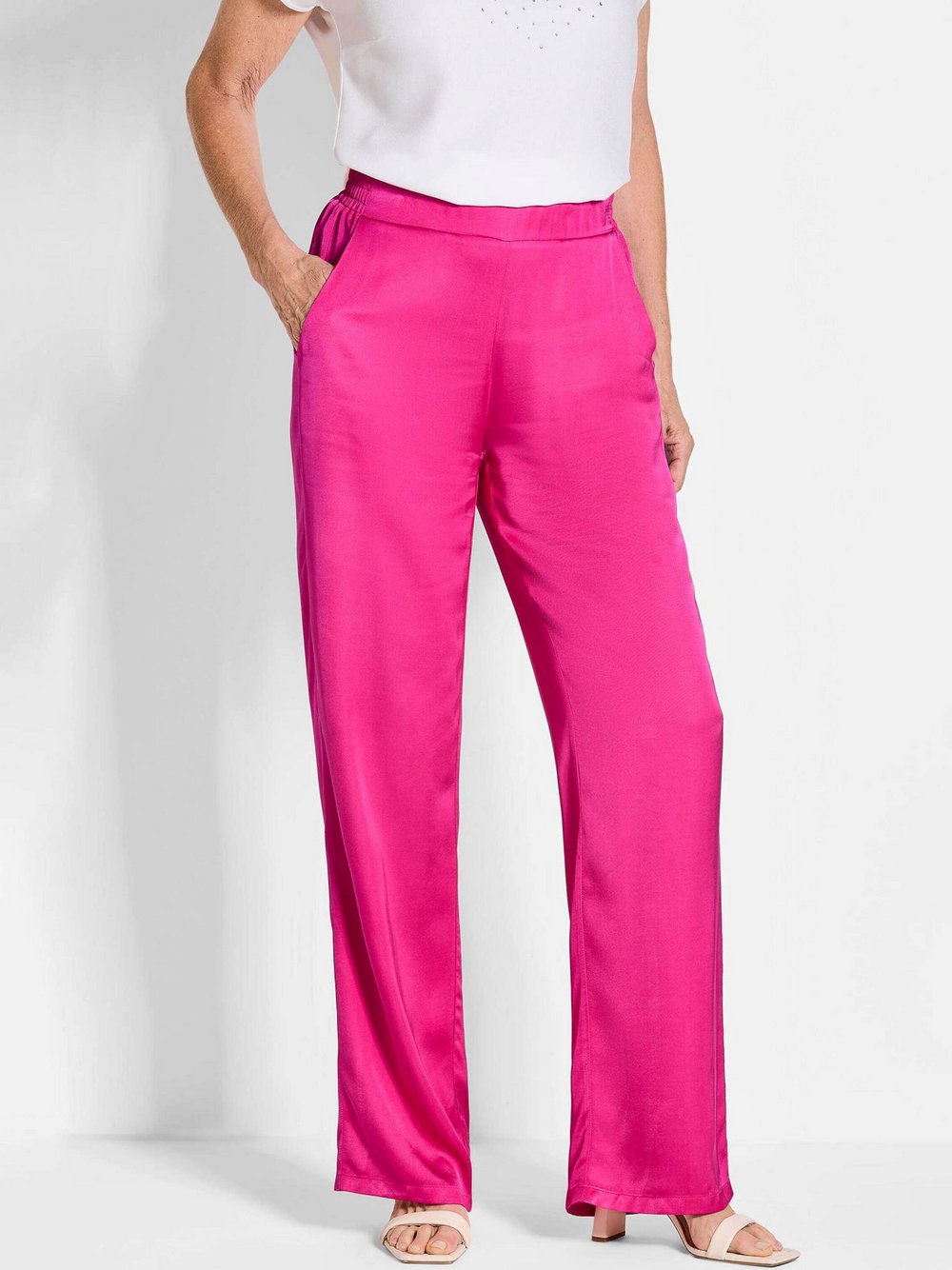Goldner Satinhose Damen Viskose pink, 44