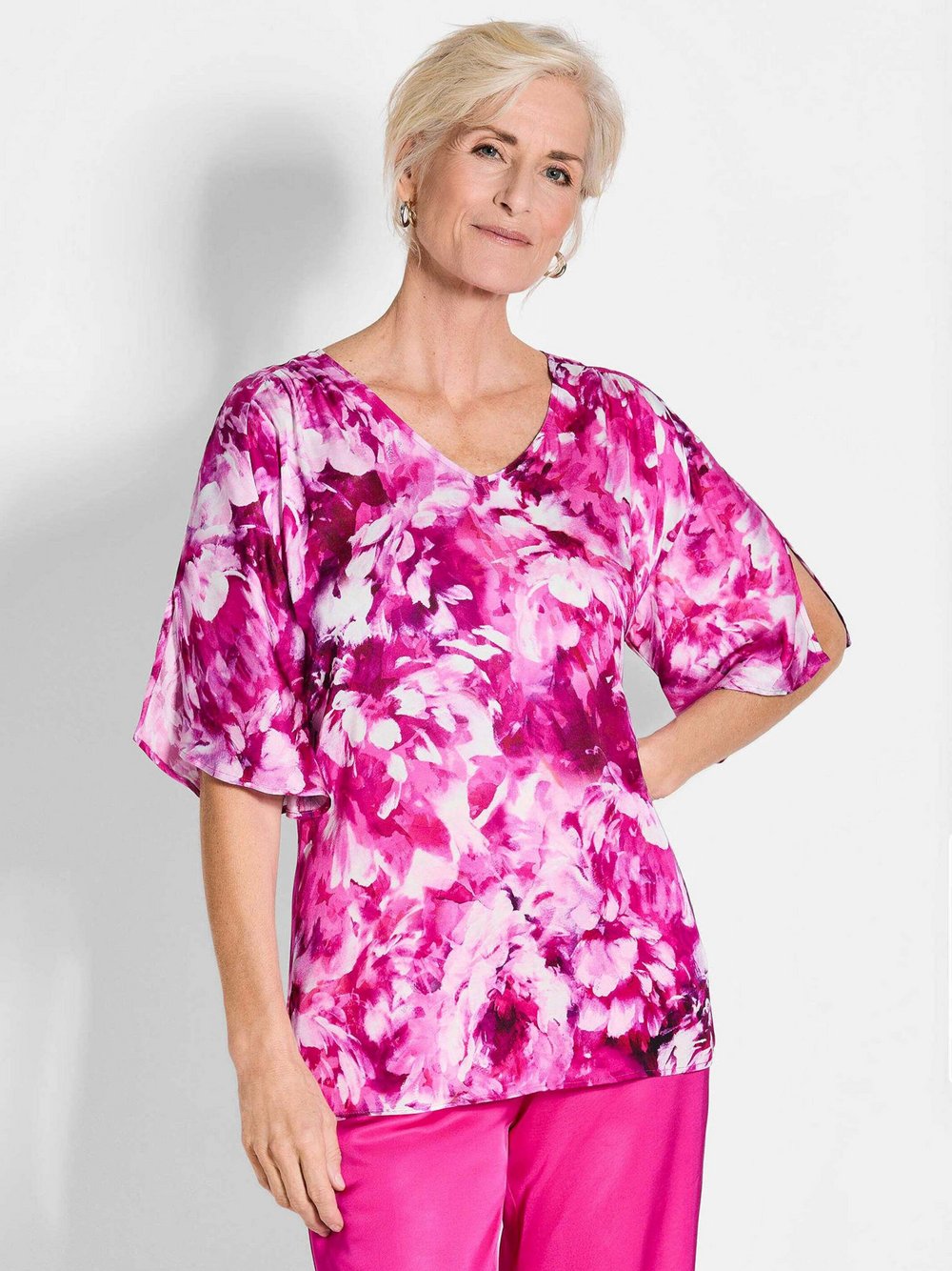 Goldner Bluse Damen Viskose pink gemustert, 54