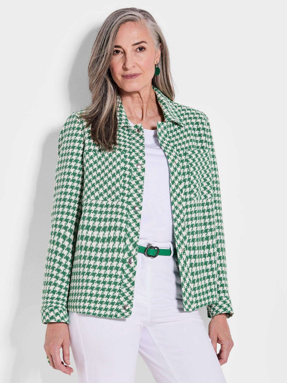 Goldner Jacke Damen Baumwolle grün kariert, 52