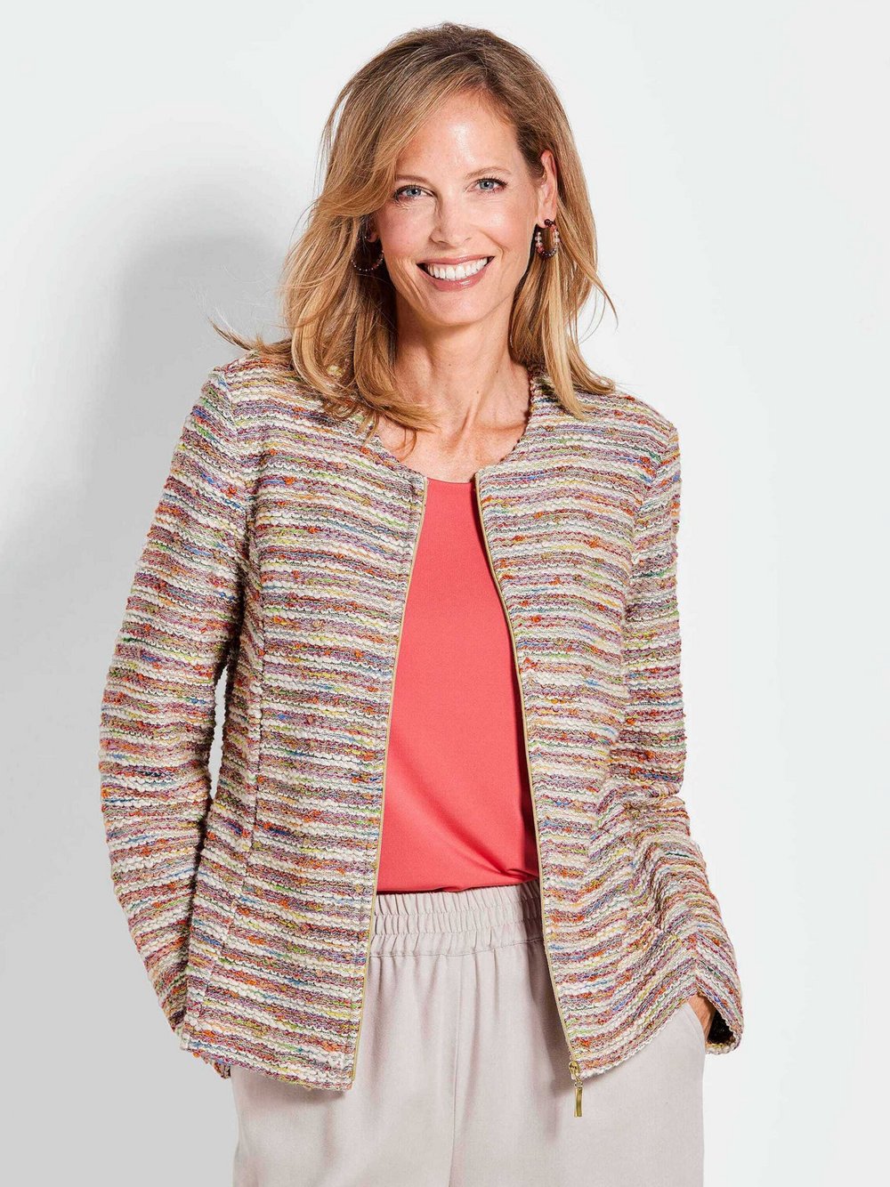Goldner Jacke Damen Baumwolle mehrfarbig meliert, 44