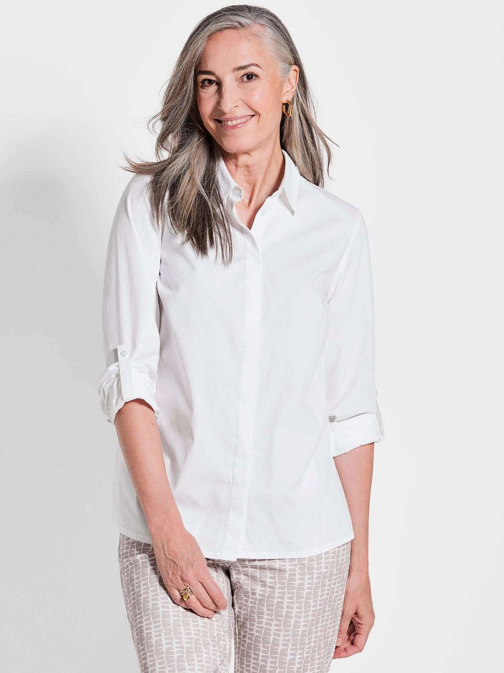 Goldner Bluse Damen Baumwolle weiß, 48