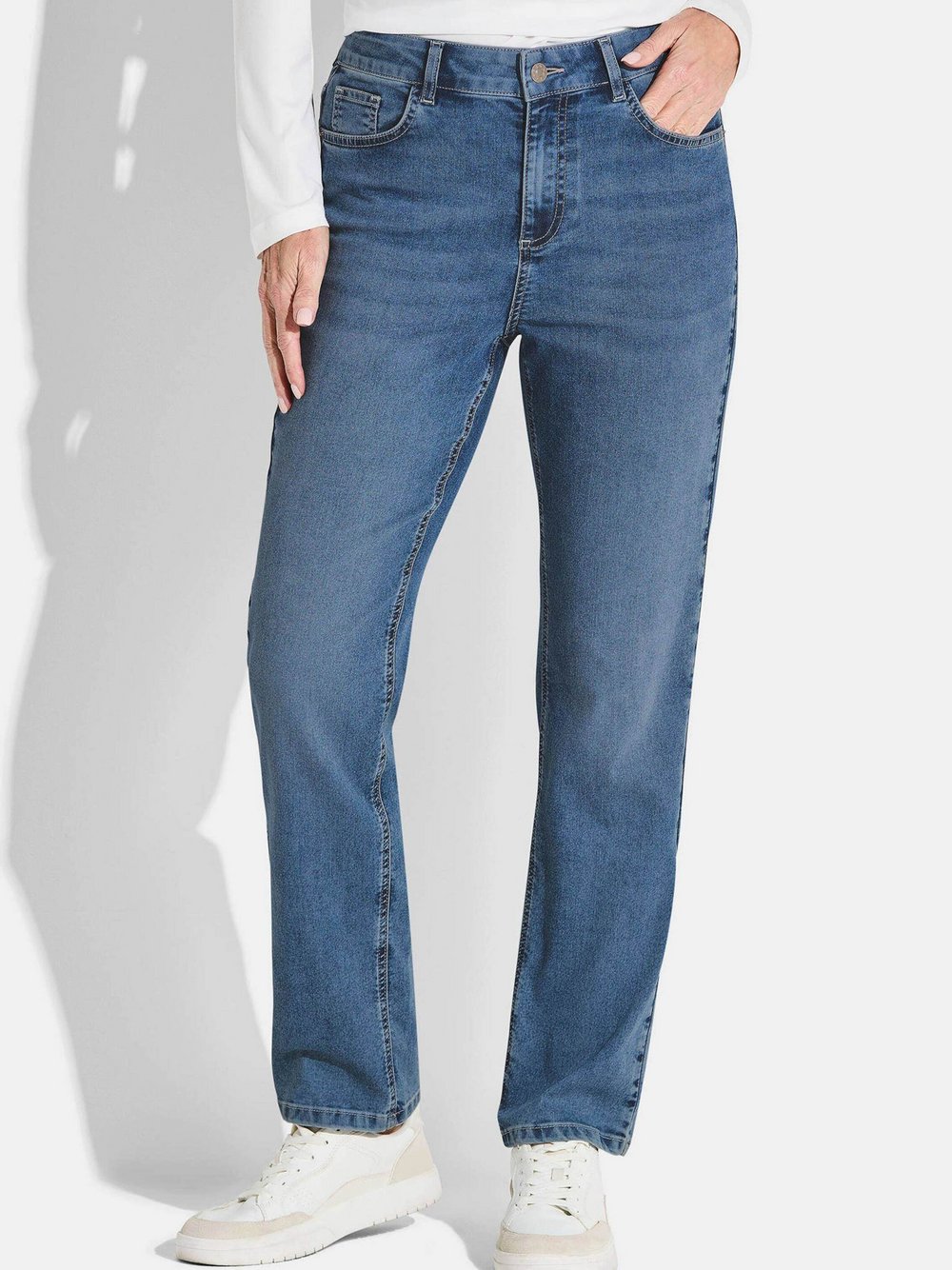 Thumbnail - Goldner Jeanshose Damen Baumwolle blau, 42