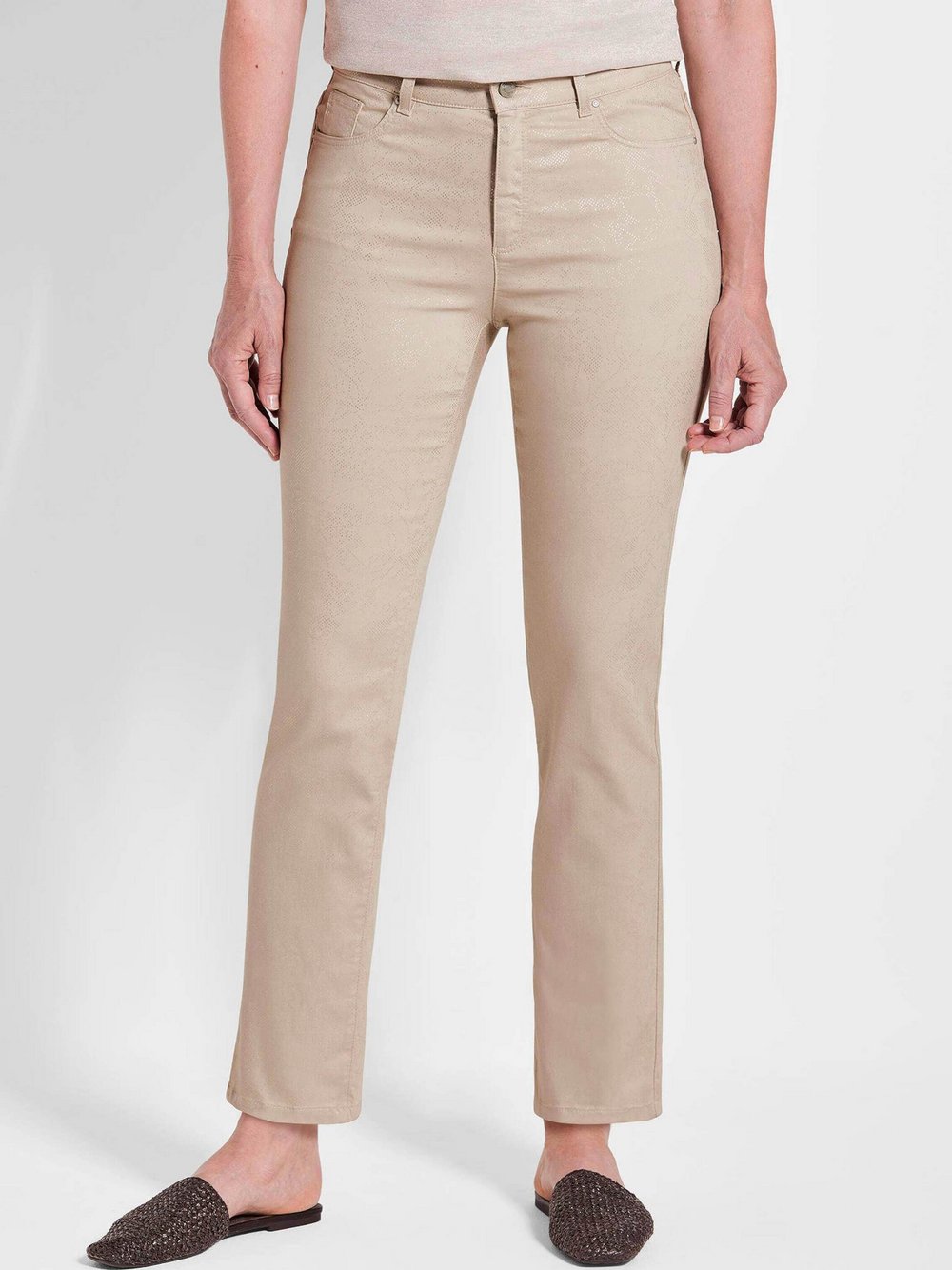 Goldner Druckhose Damen Baumwolle braun gemustert, 42