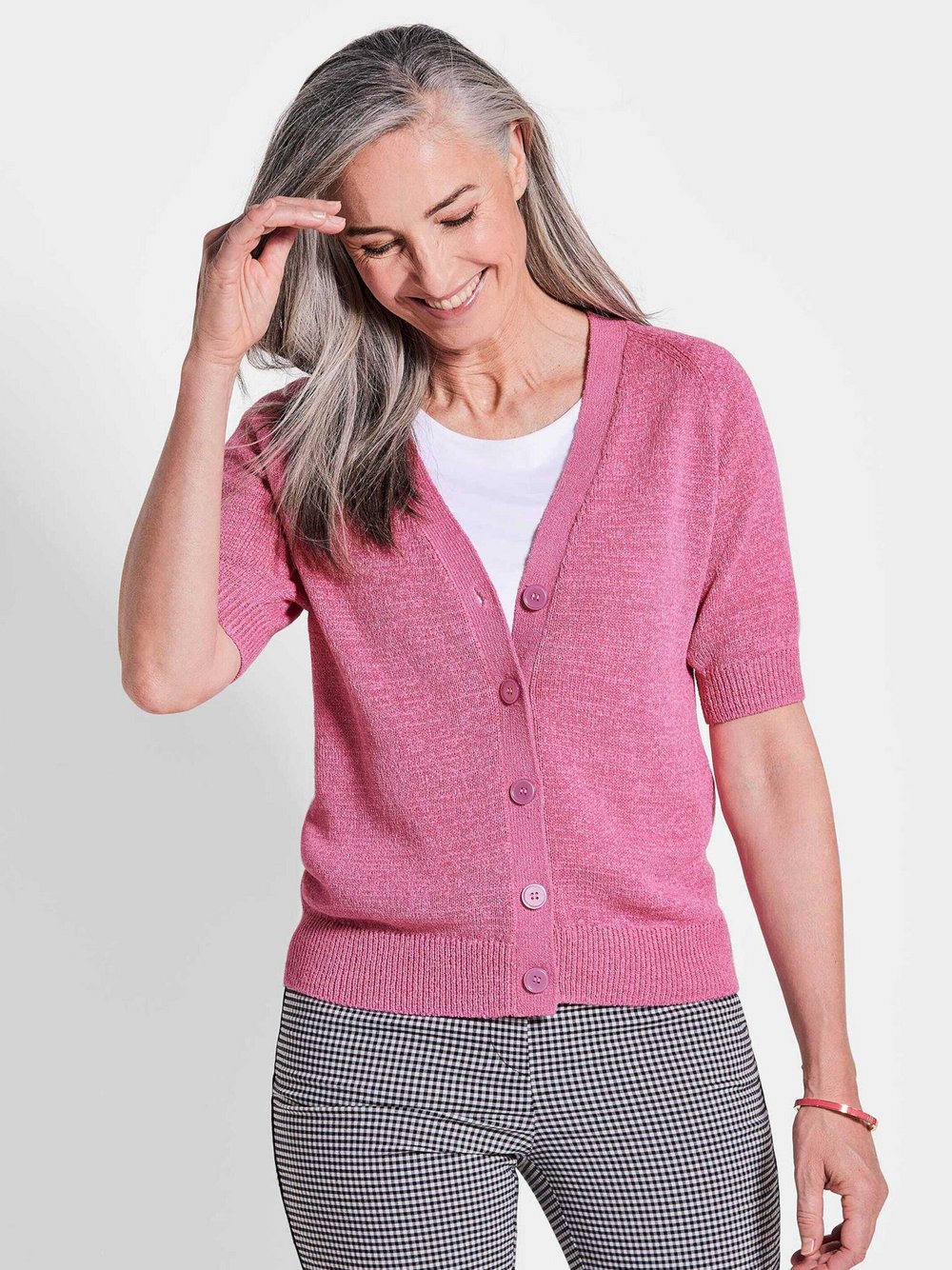 Goldner Strickjacke Damen Baumwolle pink, 42