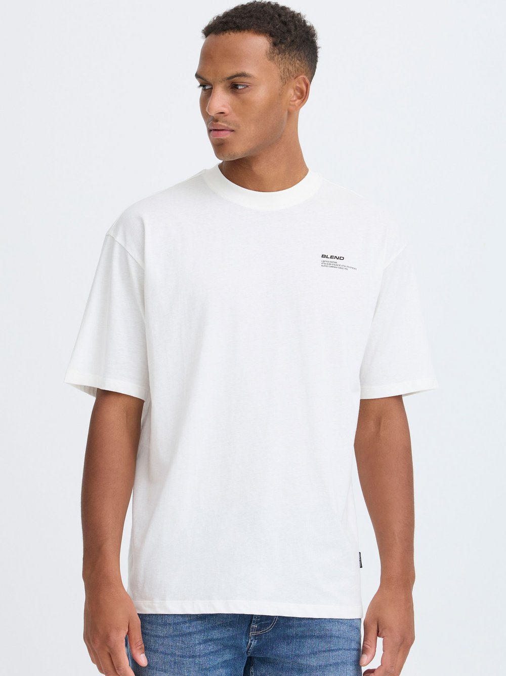 BLEND Rundhalsshirt  Herren Baumwolle weiß bedruckt, XXXL