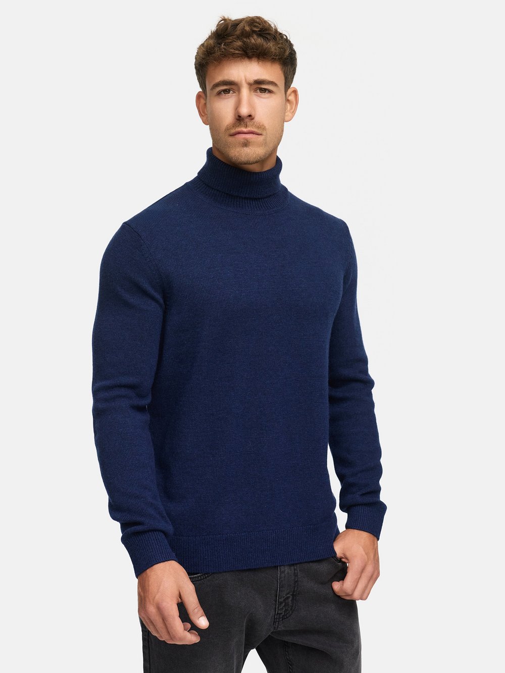 Thumbnail - Indicode Strickpullover Herren Feinstrick blau, S