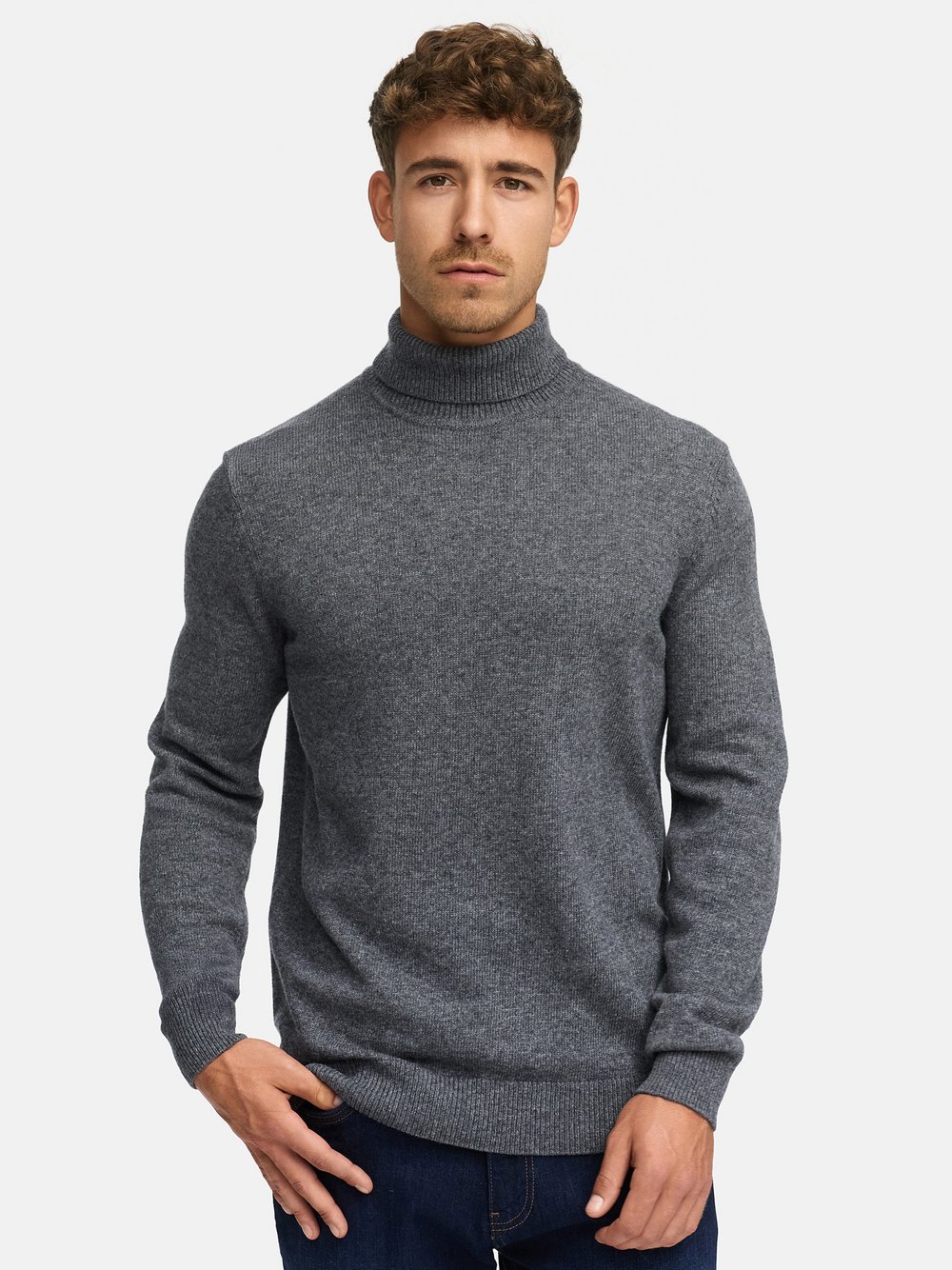 Indicode Strickpullover Herren Feinstrick grau, XXL