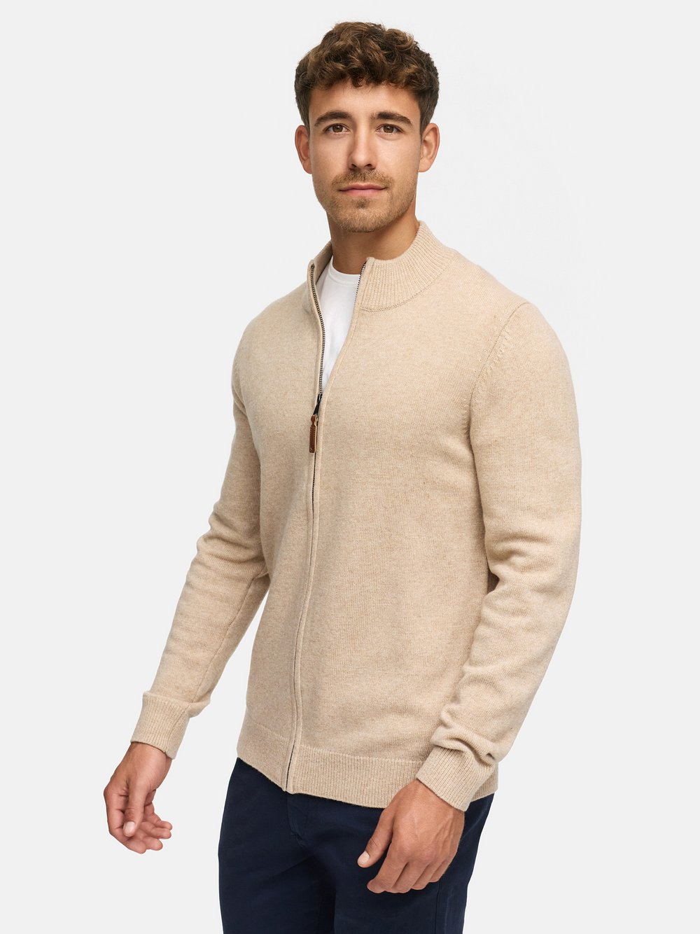 Indicode Strickjacke Herren Feinstrick beige, L