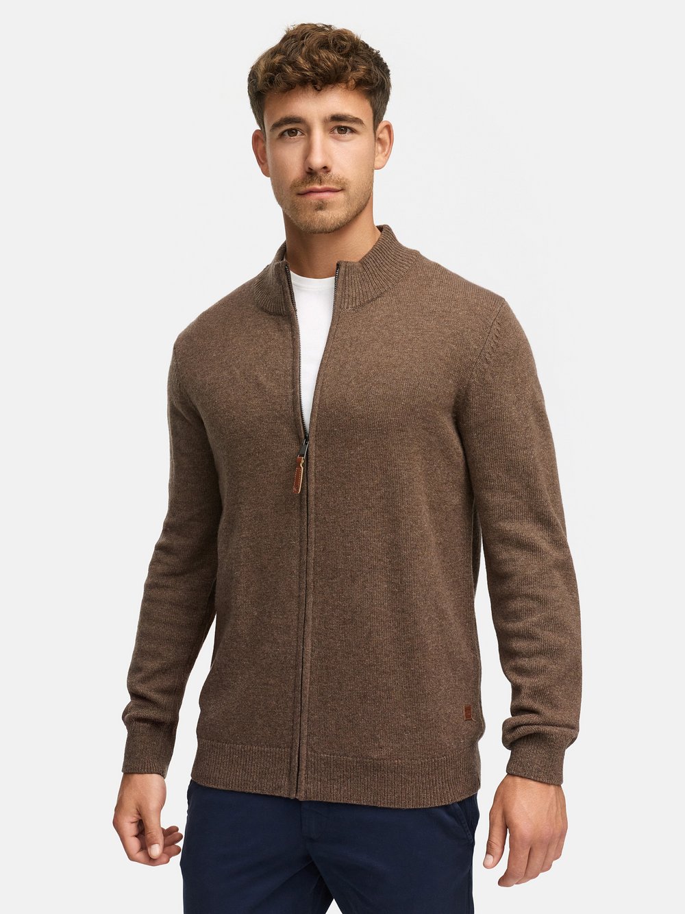 Indicode Strickjacke Herren Feinstrick braun, M