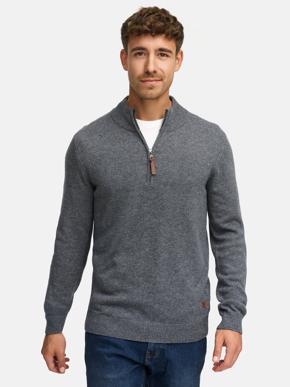 Indicode Strickpullover Herren Feinstrick grau, XXL
