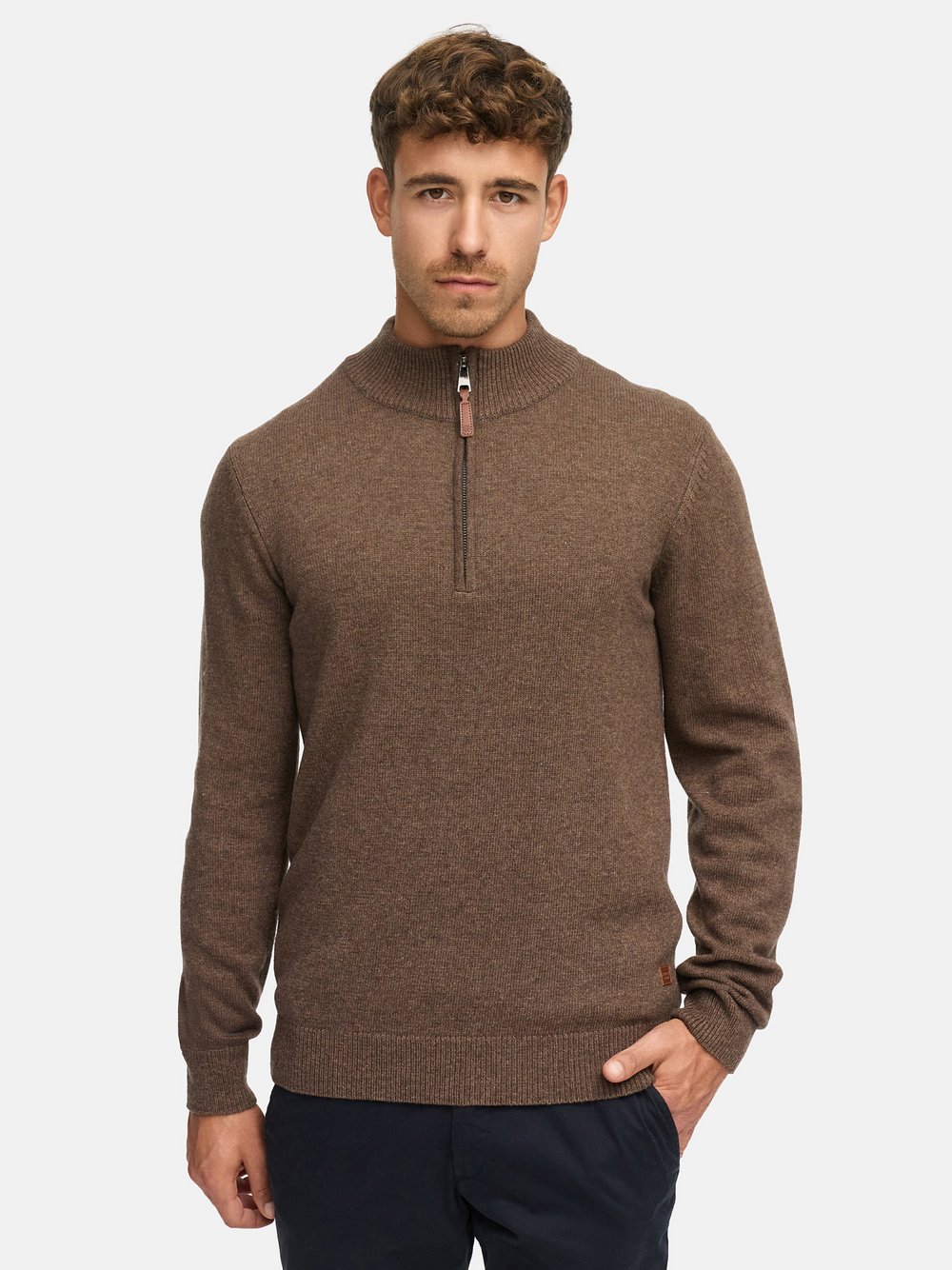 Thumbnail - Indicode Strickpullover Herren Feinstrick braun, XL