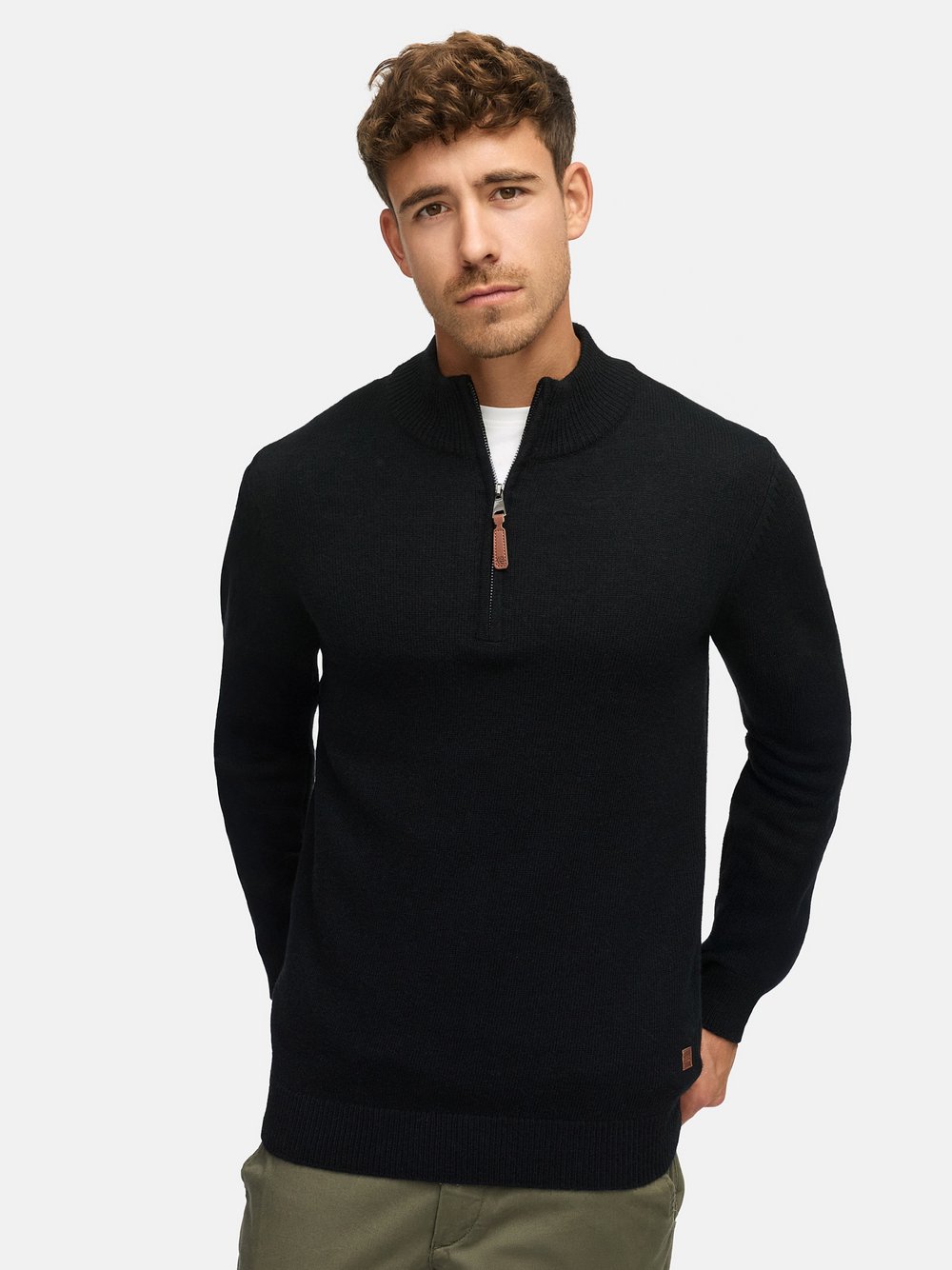 Indicode Strickpullover Herren Feinstrick schwarz, L