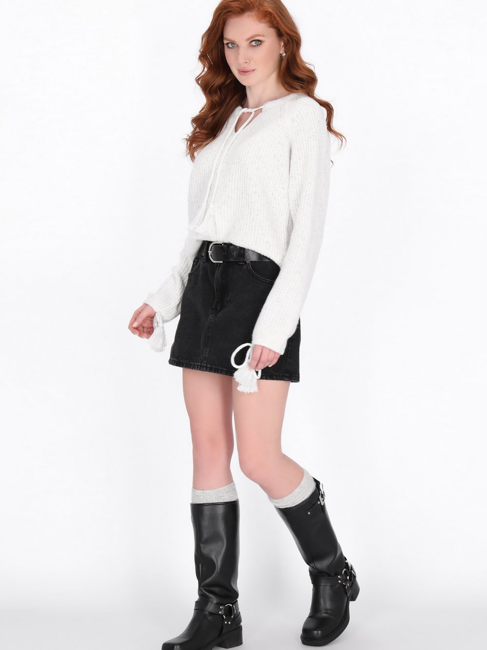 Dreimaster Pullover Damen weiß meliert, XL/XXL