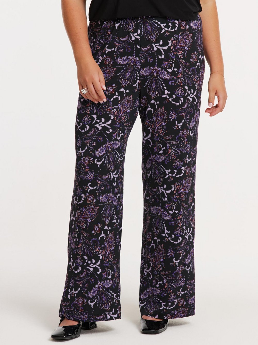 YOEK Hose Damen lila bedruckt, 38-40