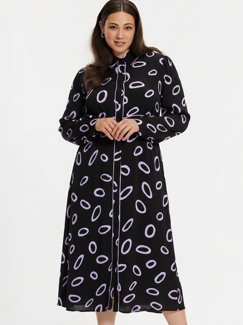 YOEK Kleid Damen Viskose schwarz bedruckt, 54-56