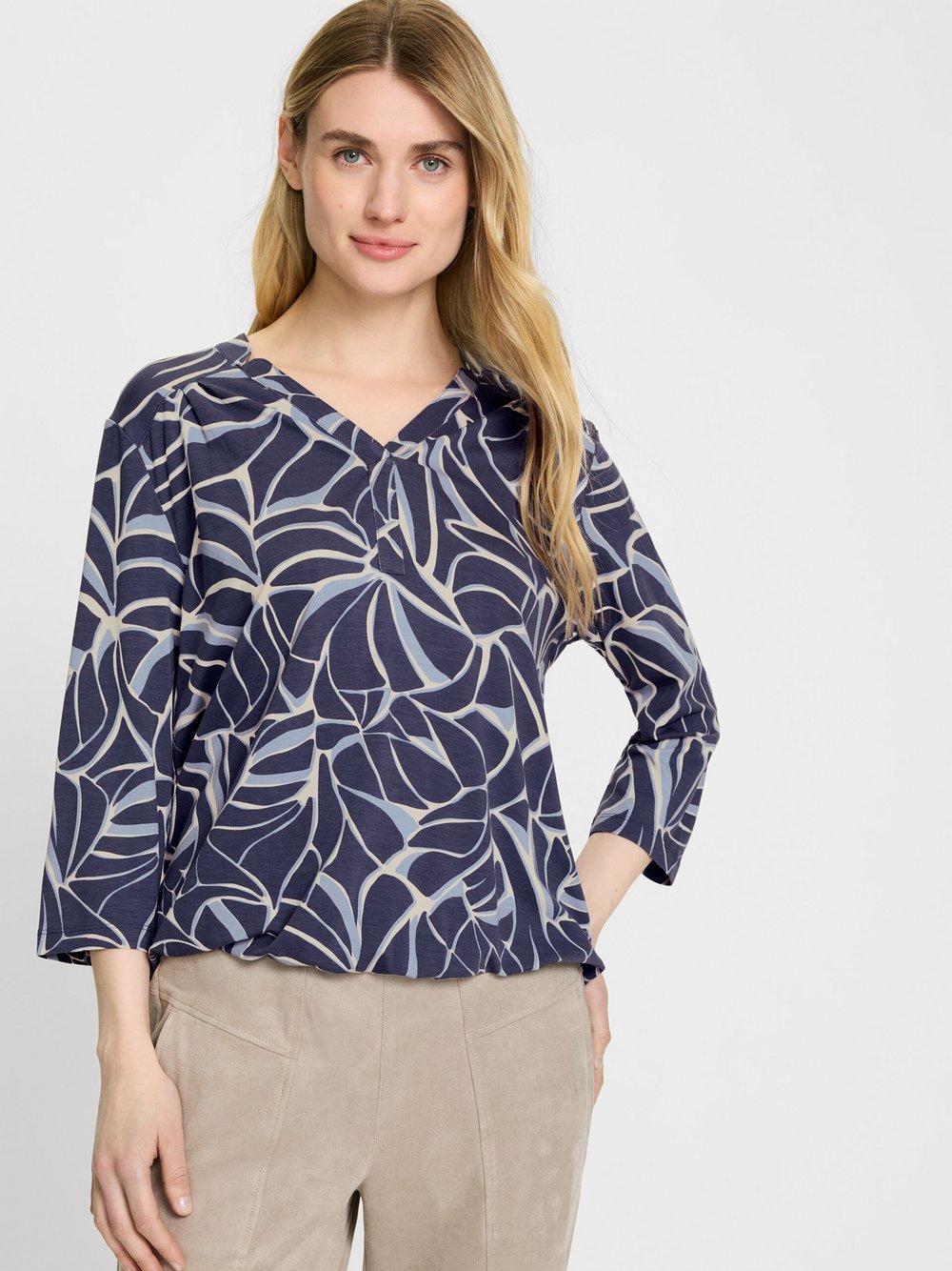Olsen Shirt Damen Viskose blau gemustert, 44