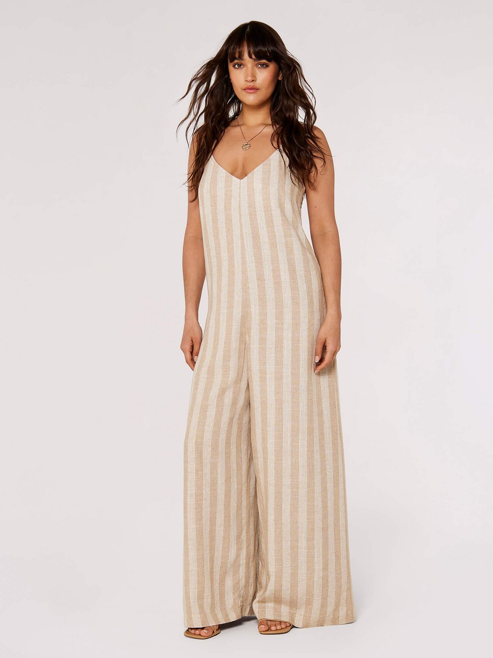 Apricot Jumpsuit Damen Viskose beige gestreift, 34