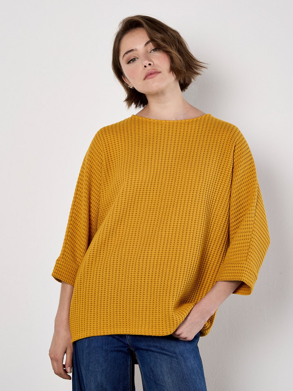 Thumbnail - Apricot Pullover Damen Baumwolle gelb, 40