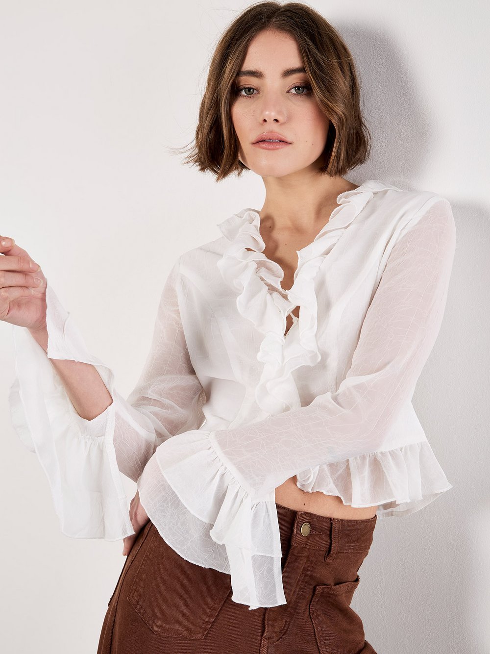 Thumbnail - Apricot Bluse Damen beige, 36