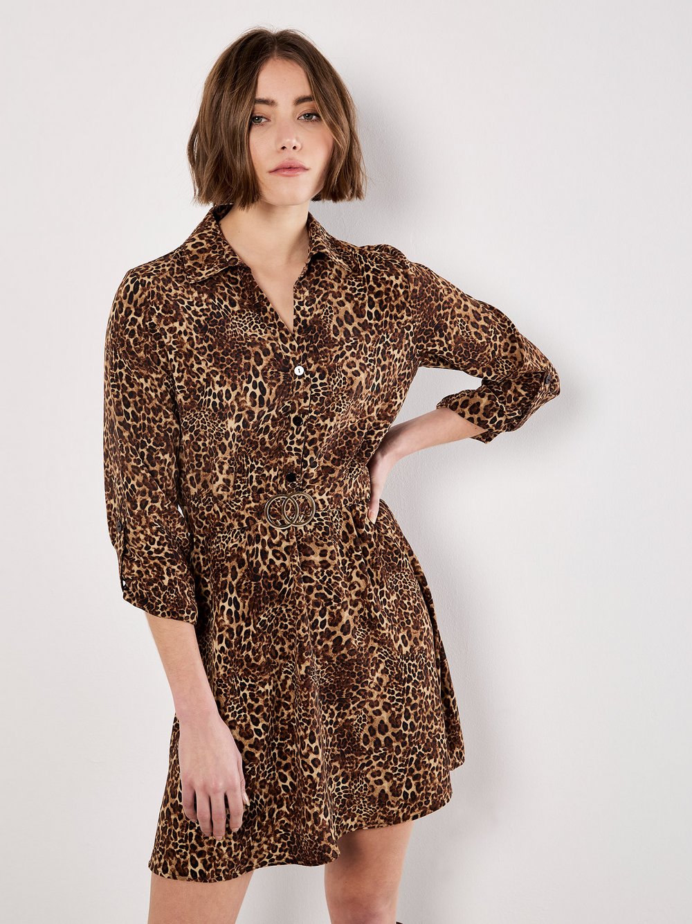 Apricot Minikleid Damen braun gemustert, 44