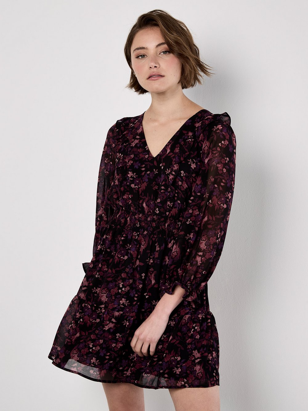 Thumbnail - Apricot Minikleid Damen rot gemustert, 36