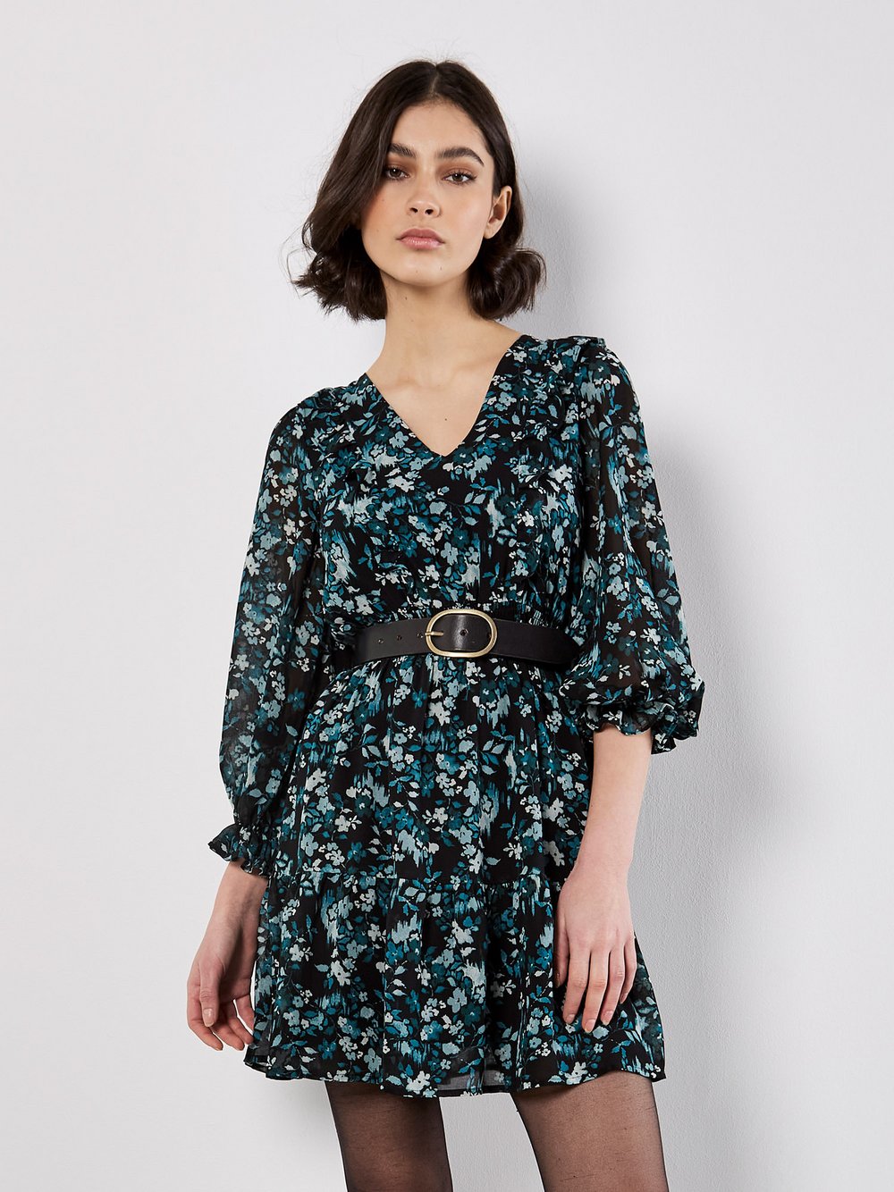 Apricot Minikleid Damen grün gemustert, 40