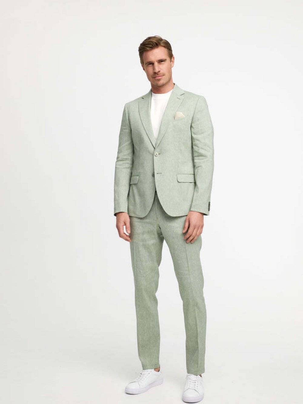 Zuitable Baukasten-Sakko -DiNick Herren Slim Fit Leinen grün gemustert, 46