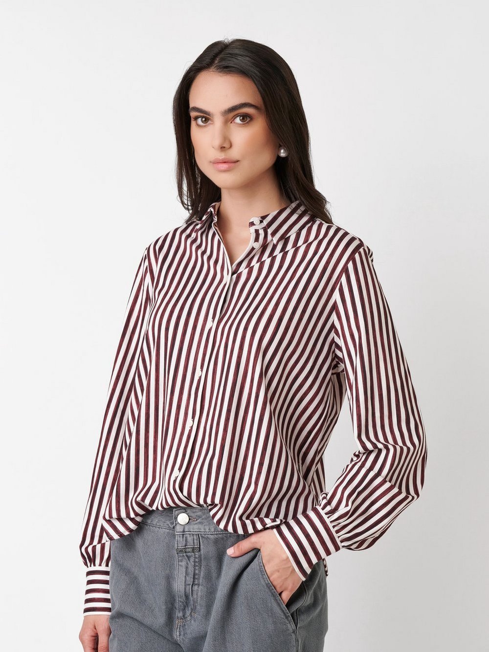 DESOTO Bluse Damen Baumwolle rot gestreift, 40
