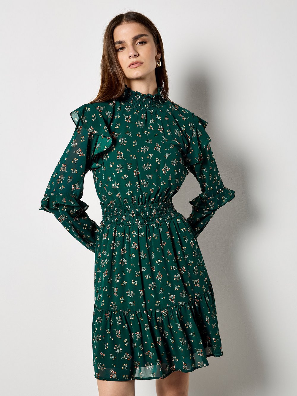 Apricot Minikleid Damen grün gemustert, 38