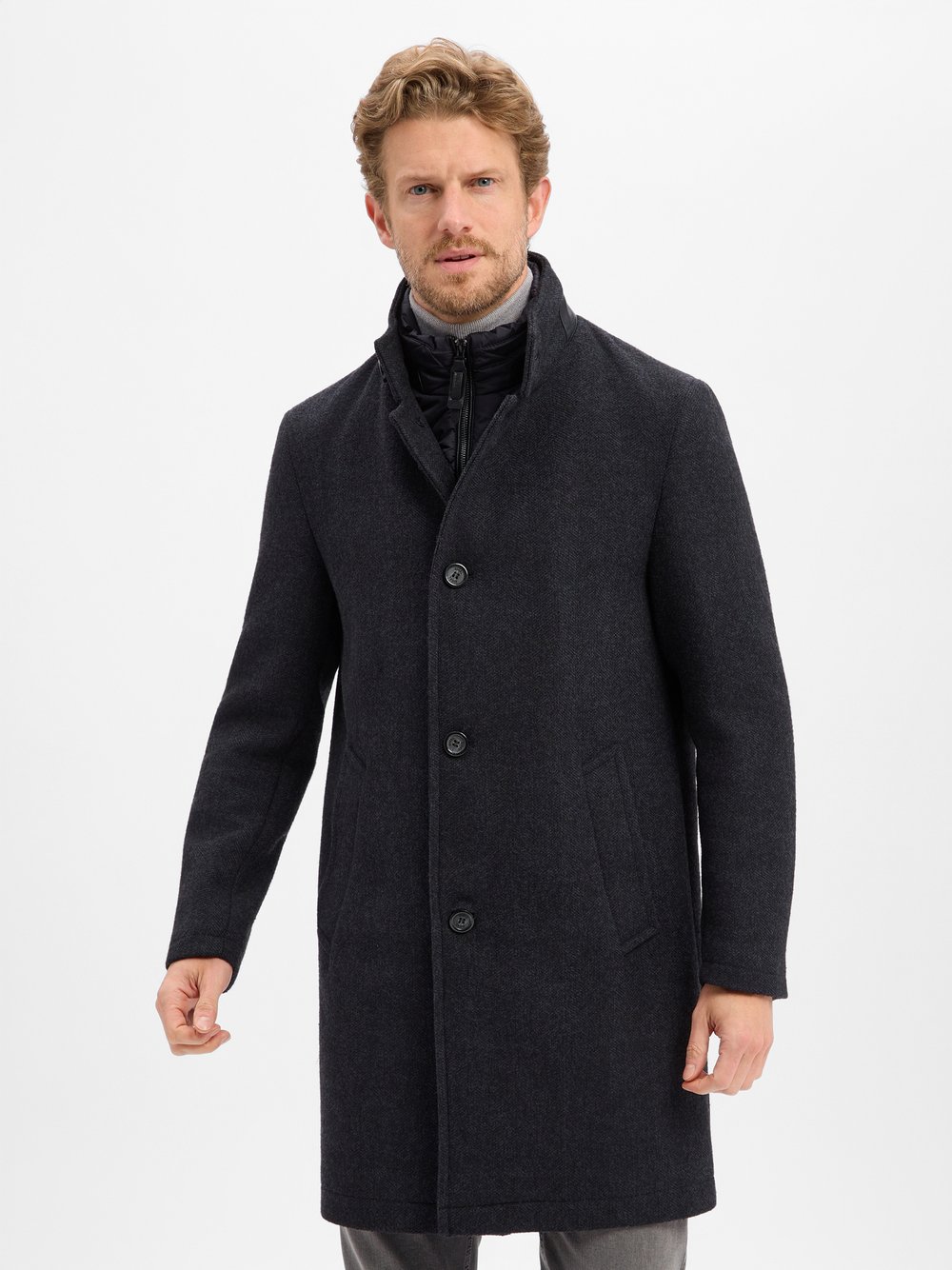 Digel Mantel mit Wollanteil Herren blau meliert, 50