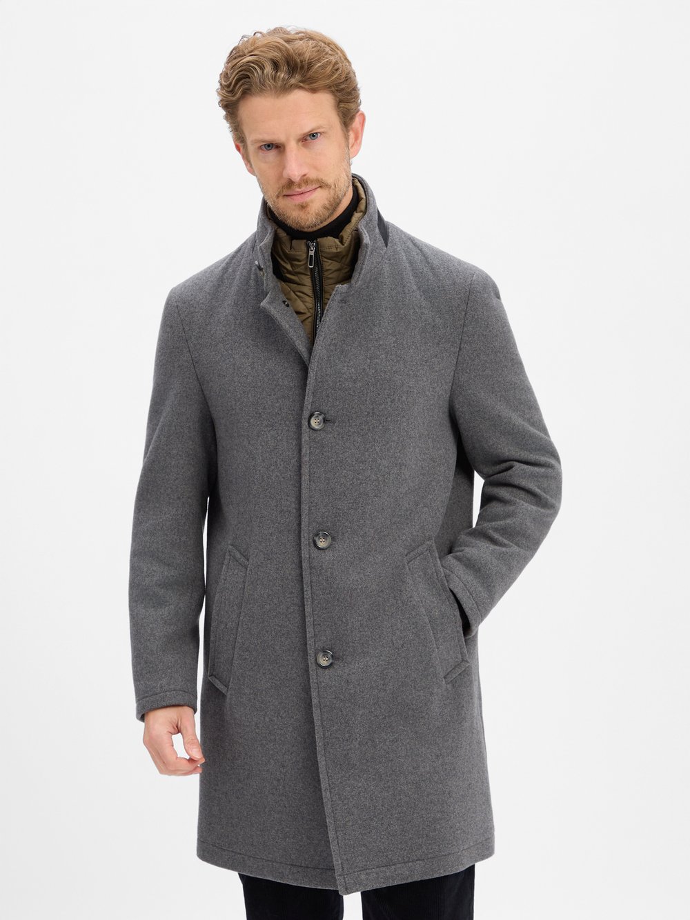 Digel Wollmantel Herren Wolle grau meliert, 27