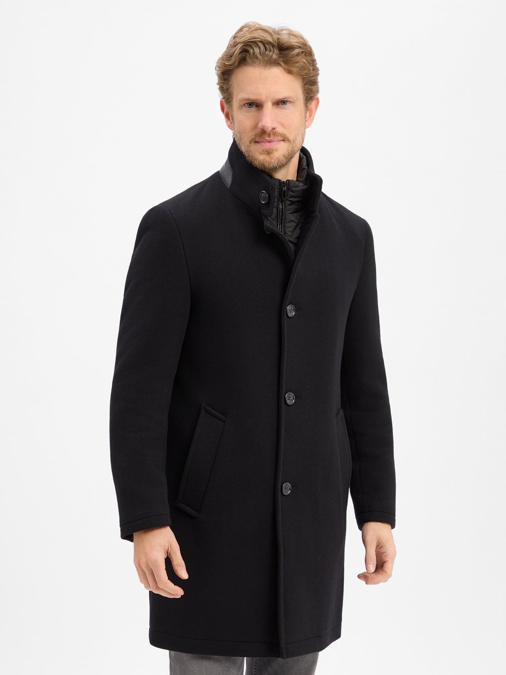 Digel Wollmantel Herren Wolle schwarz, 50