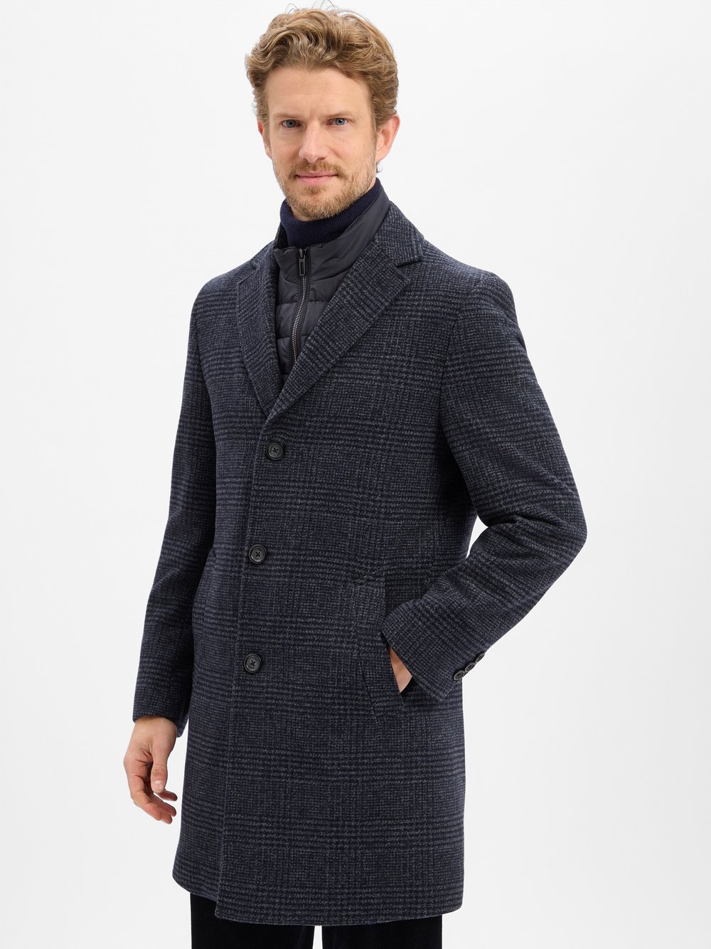 Digel Wollmantel Herren Schurwolle mehrfarbig kariert, 56