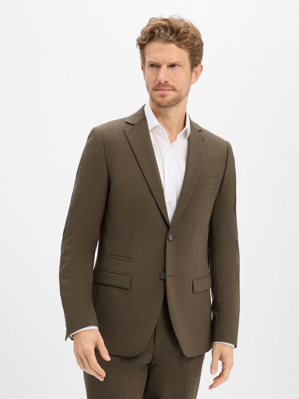 Benvenuto Baukasten-Sakko mit Wolle Herren Slim Fit braun, 106