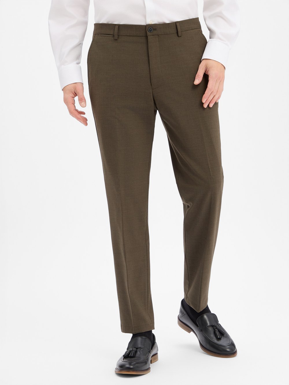 Benvenuto Baukasten-Anzughose Herren Slim Fit Wolle braun, 46