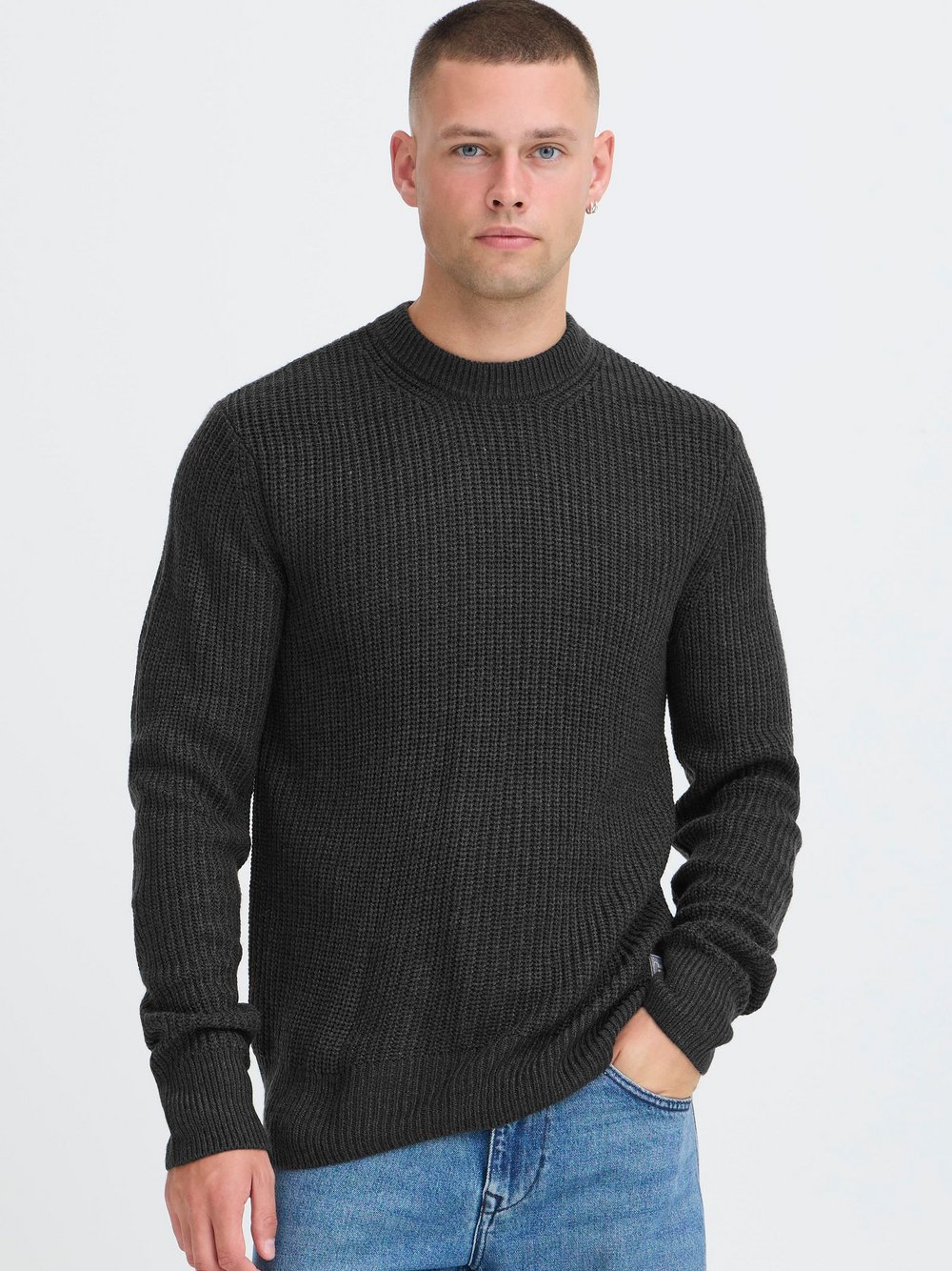 BLEND Strickpullover Herren grau, S