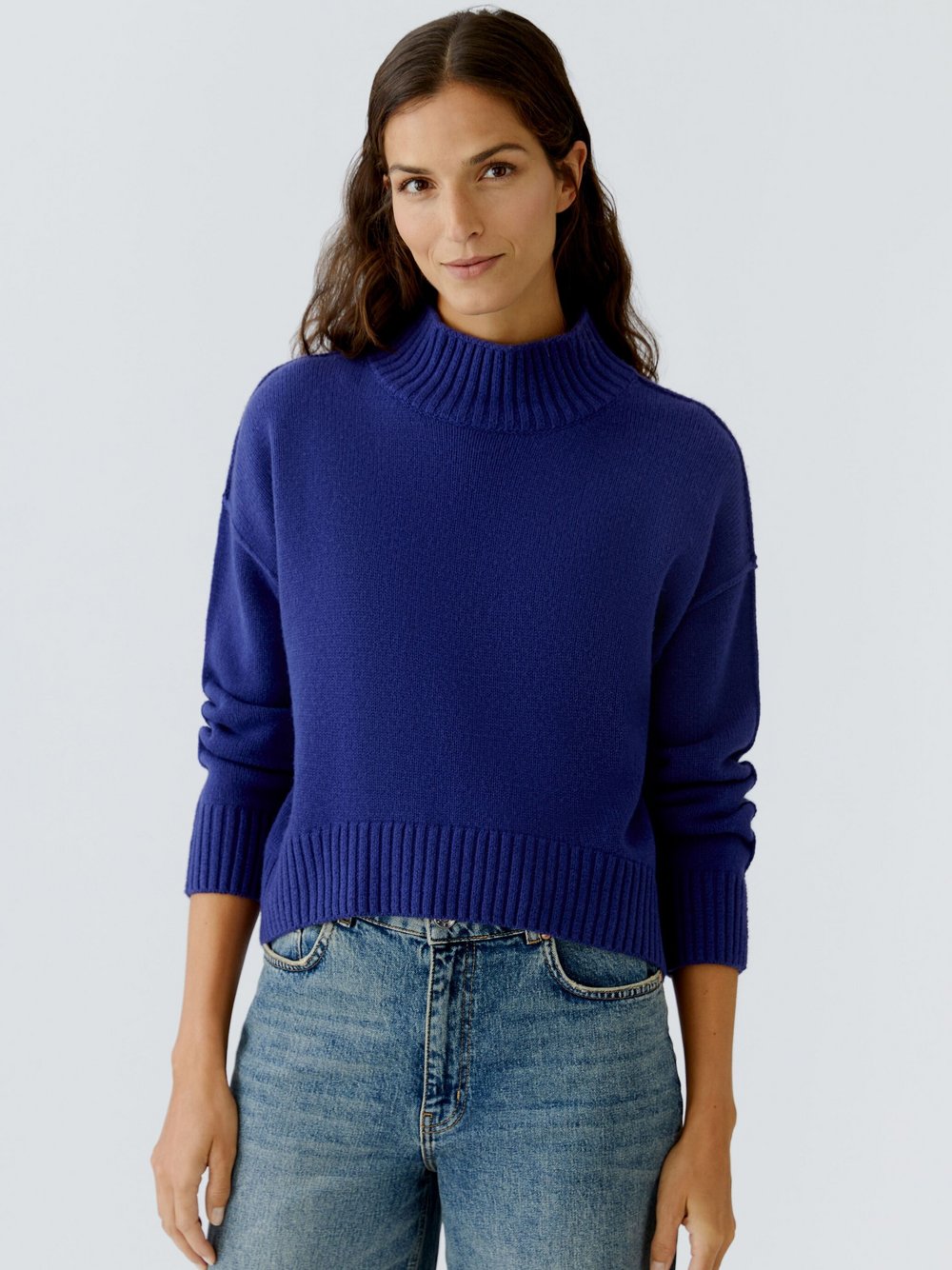 Oui Pullover Damen Wolle blau, 34