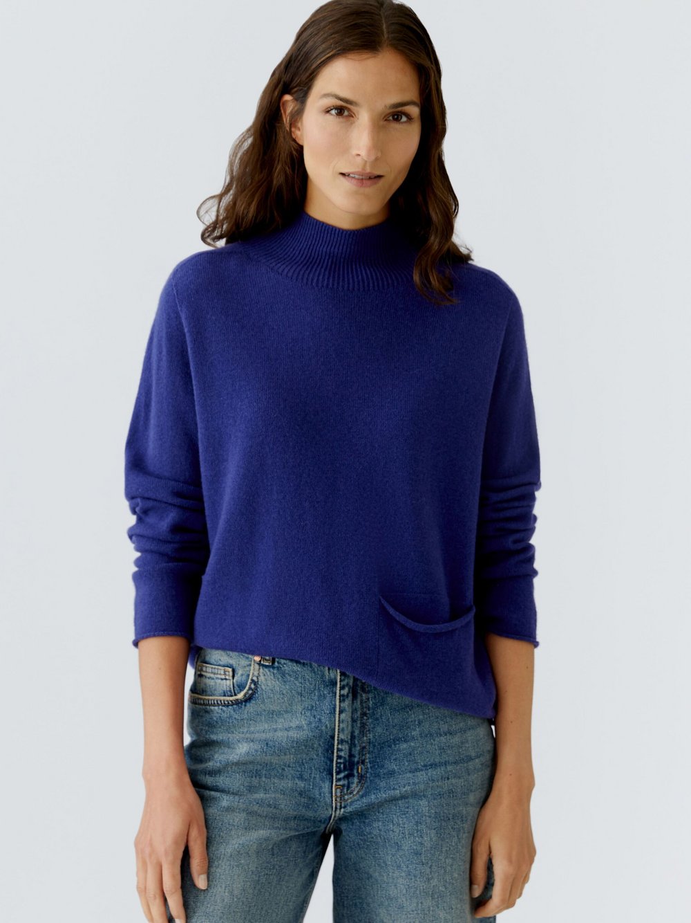 Thumbnail - Oui Pullover Damen Wolle blau, 40