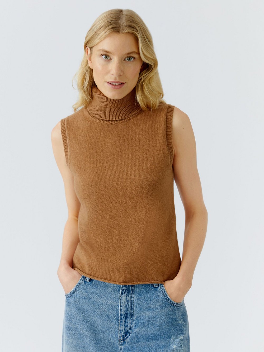 Oui Top Damen Wolle braun, 44